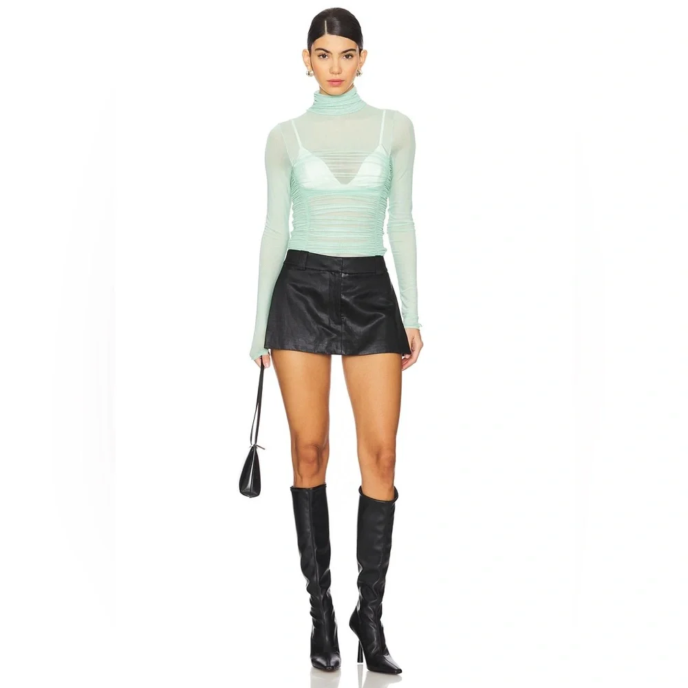 NWT Free People Intimately Under It All Ruched Mesh Turtleneck Bodysuit